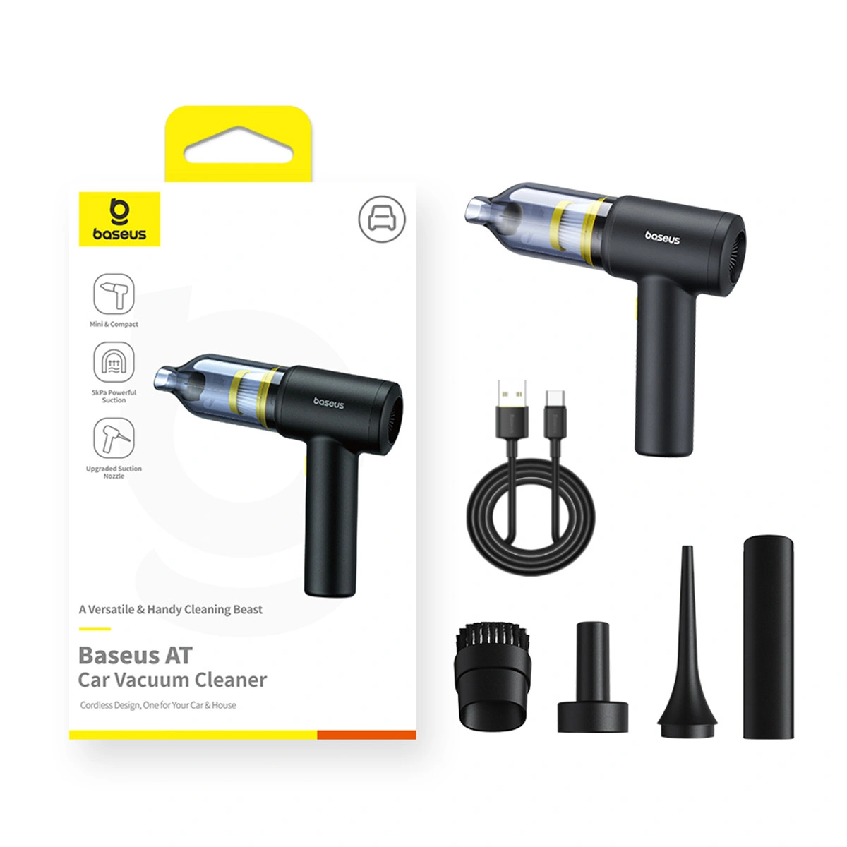 Автомобильный пылесос Baseus AT Car Vacuum Cleaner, Black (C30476600121-00). Фото 7