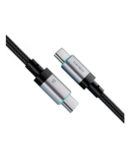 Кабель Cuktech Braided Cable Type-C to Type-C 6A 240W 0.15м, Чёрный CTC615S. Фото 4