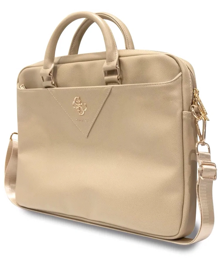 Сумка для ноутбука Guess 15"/16" PU Grained leather Bag 4G metal logo with Zipper, Light Gold (GUCB15ZPGSTEGD). Фото 2