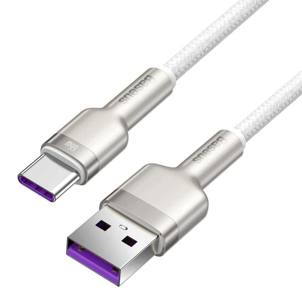 Кабель Baseus Cafule Series Metal Data Cable USB to Type-C 66Вт 1м, Белый (CAKF000102). Фото 2