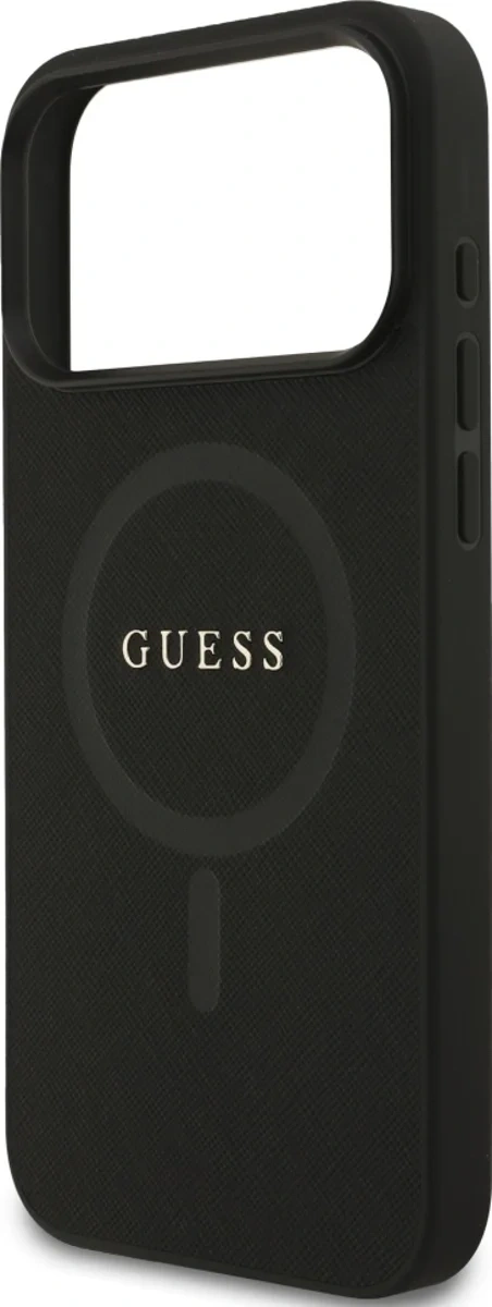 Накладка Guess для iPhone 17 Pro Max PU Saffiano with Classic metal logo (MagSafe), Чёрная (GUHMP17XPSAHMCK). Фото 6