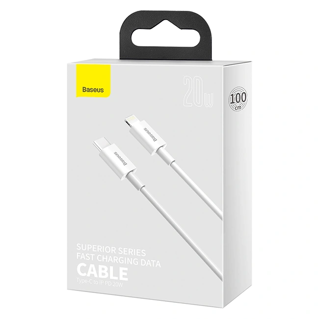 Кабель Baseus Superior Series Fast Charging Data Cable Type-C to iP PD 20W 1m, Белый (CATLYS-A02). Фото 4