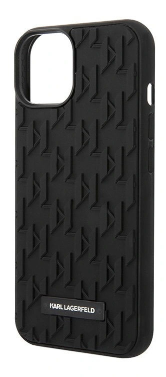 Накладка Lagerfeld для iPhone 15 3D Rubber Monogram Metal logo Hard, Black (KLHCP15SRUPKLPK). Фото 2