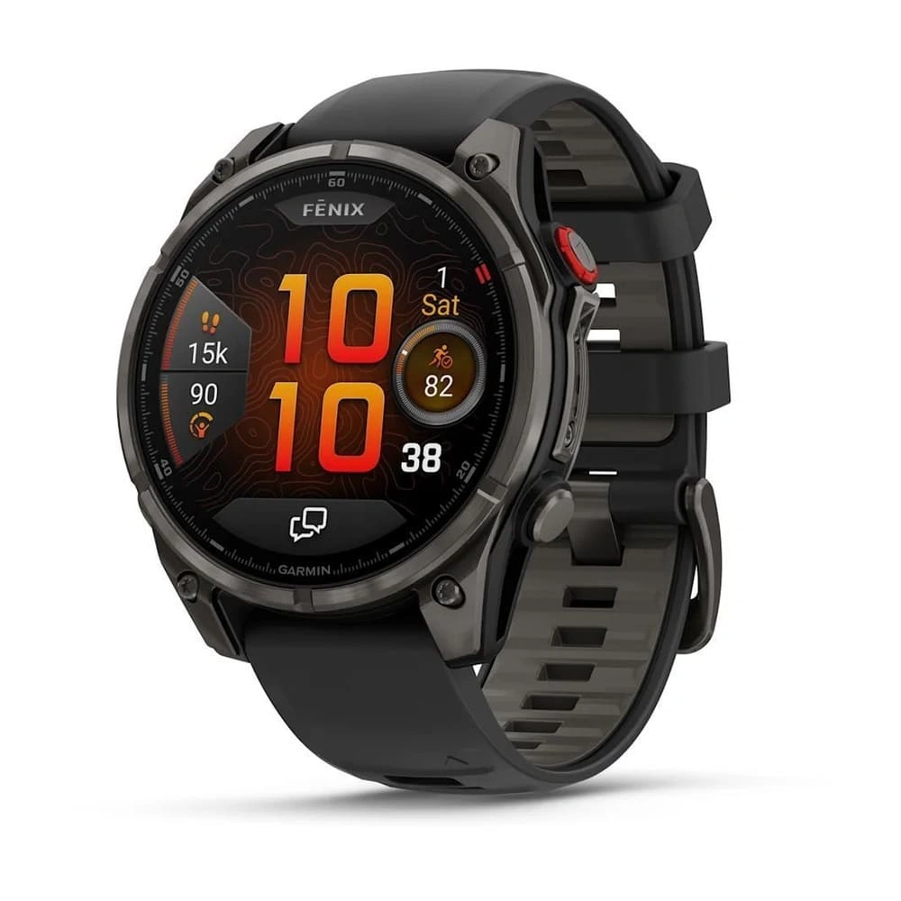 Умные часы Garmin Fenix 8 Pro 47mm, Amoled/Sapphire, Carbon Grey DLC Titanium with Black/Pebble Gray silicon Band (010-03198-01). Фото 1