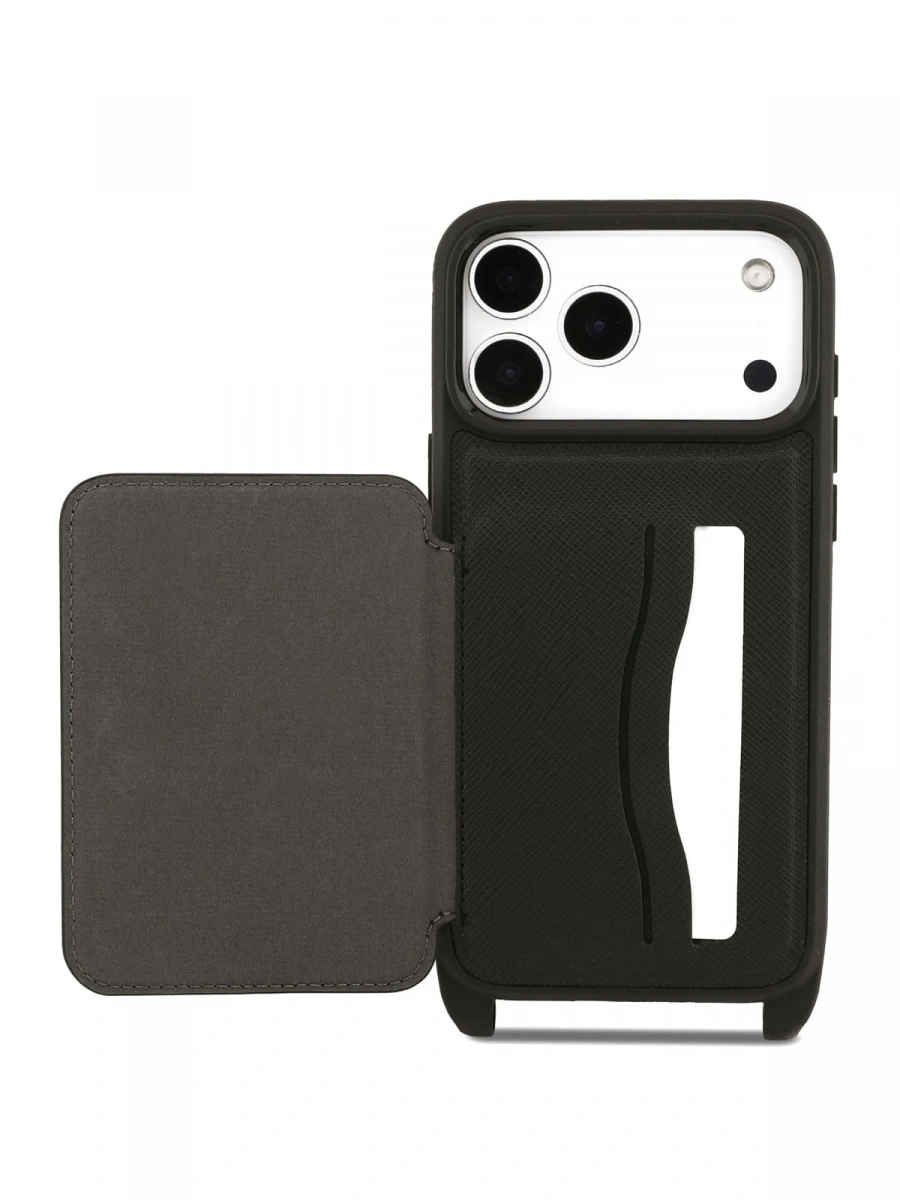 Накладка Lagerfeld для iPhone 17 Pro Max Crossbody cardslot PU Saffiano NFT Karl&Choupette Hard, Чёрная (KLHCP17XCSAKCPMK). Фото 3