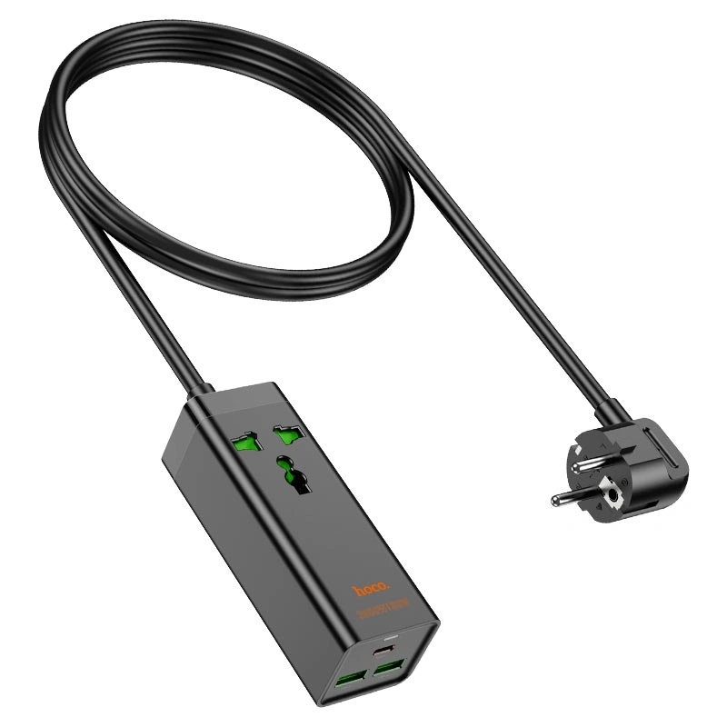 Сетевой фильтр Hoco AC9A Talent PD30W + QC3.0, 1.5м, Черный. Фото 2
