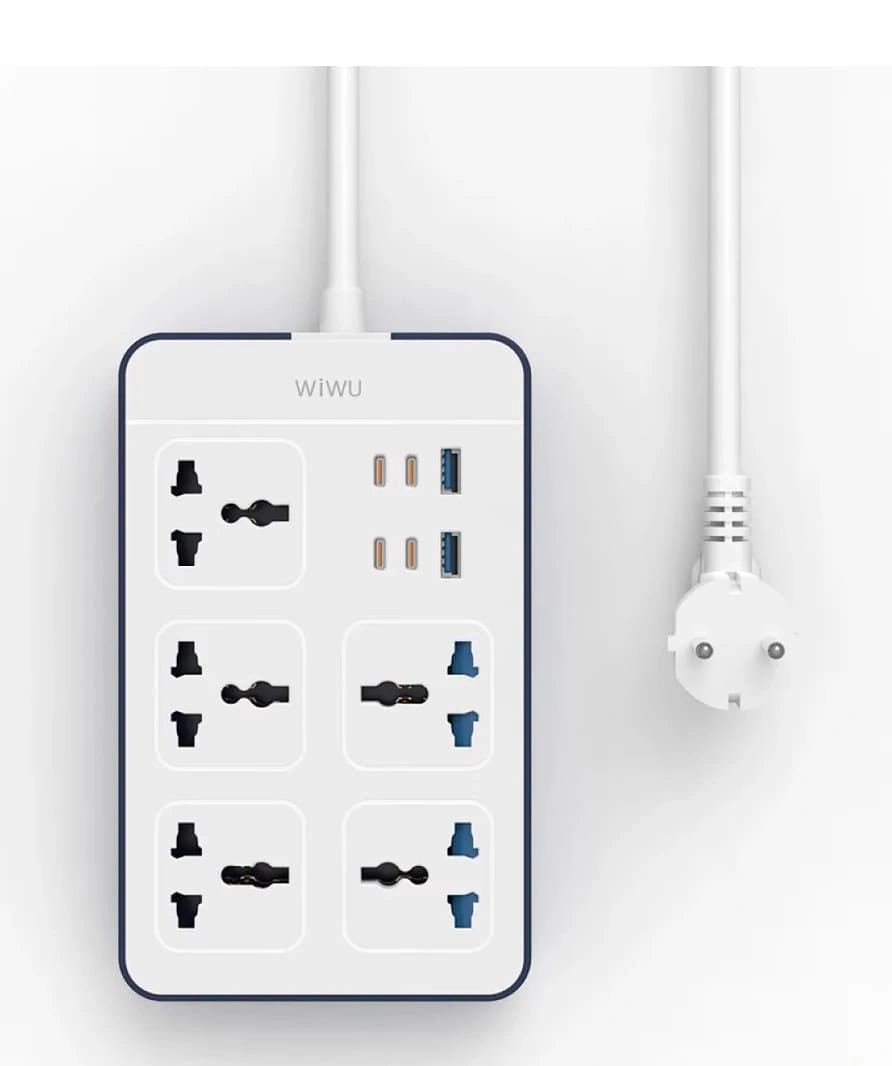 Сетевой фильтр Wiwu 11 in1 PS524 Power Strip 20W GaN (Wi-S006) EU, 2 USB, 4 Type-C, 5 розеток, Белый. Фото 2