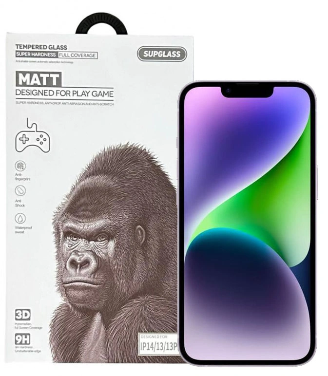 Защитное стекло SupGlass для iPhone 16e/14/13 Pro/13 3D XC-13 (Матовое), Чёрное. Фото 1