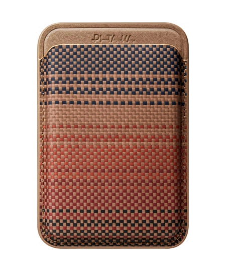 Магнитный бумажник Pitaka MagSafe Woven Wallet, Закат (MWW2402). Фото 1