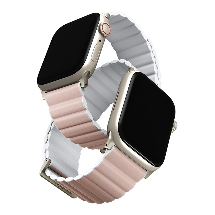Ремешок Uniq для Apple Watch 38/40/41/42мм Revix Premium Ed. Leather/Silicone, Blush Pink/White (41MM-REVPBPNKWHT). Фото 2