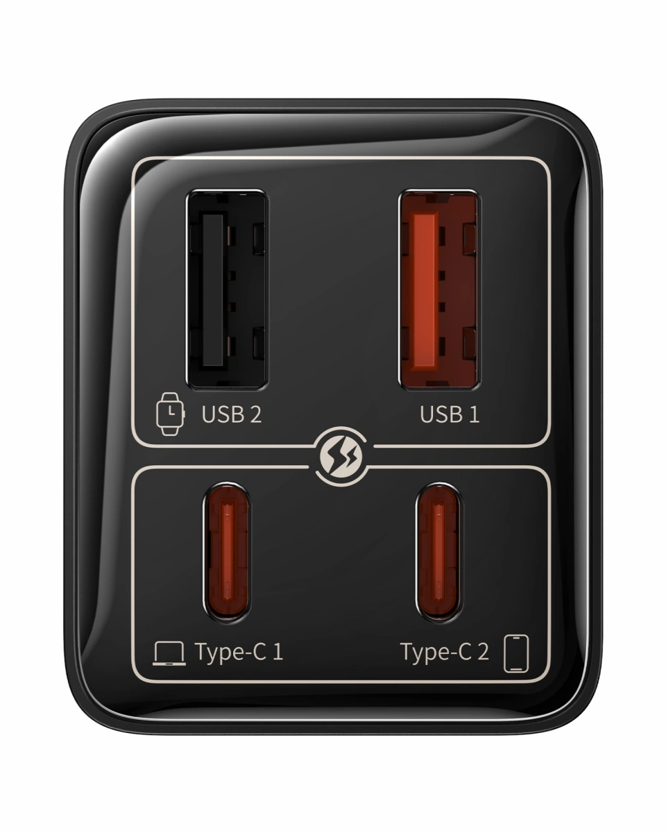 Сетевое зарядное устройство Baseus GaN6 Pro Fast Charger 2C+2U 65W, Чёрный (P10162701113-00). Фото 3