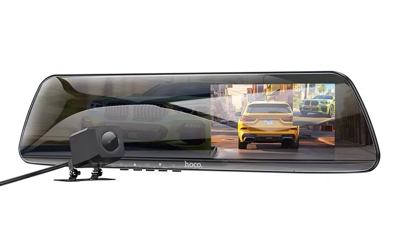Видеорегистратор Hoco DV4 mirror driving recorder (dual-channel), Iron Gray. Фото 1