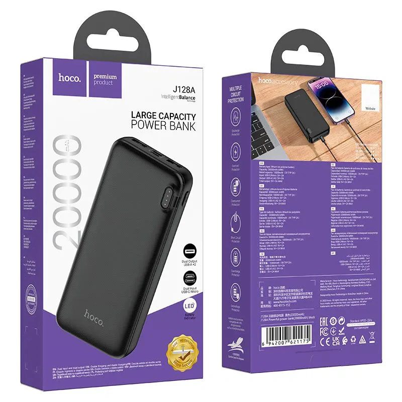Внешний аккумулятор Hoco J128A Powerful 20000mAh, Чёрный. Фото 3
