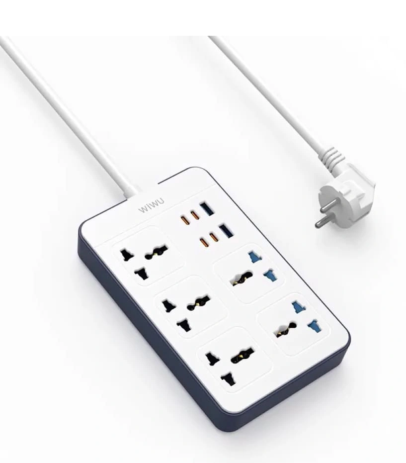 Сетевой фильтр Wiwu 11 in1 PS524 Power Strip 20W GaN (Wi-S006) EU, 2 USB, 4 Type-C, 5 розеток, Белый. Фото 1