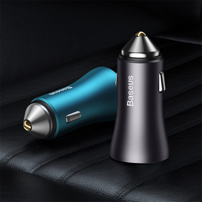 Автомобильное зарядное устройство Baseus Golden Contactor Max Dual Fast Charger U+C 60W, Blue (CGJM000103). Фото 6