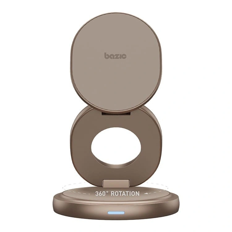 Беспроводное зарядное устройство EnergEA Bazic GoMag GYRE 3-in-1 magnetic foldable 360 rotating 15W, Gold (GM-GYRE360-GLD). Фото 5