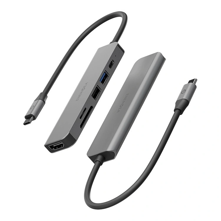 Хаб EnergEA AluHUB HD PRO2 6-in-1 Superspeed Aluminium USB-C 60W, Gunmetal (HUB-HD3-GUN). Фото 1