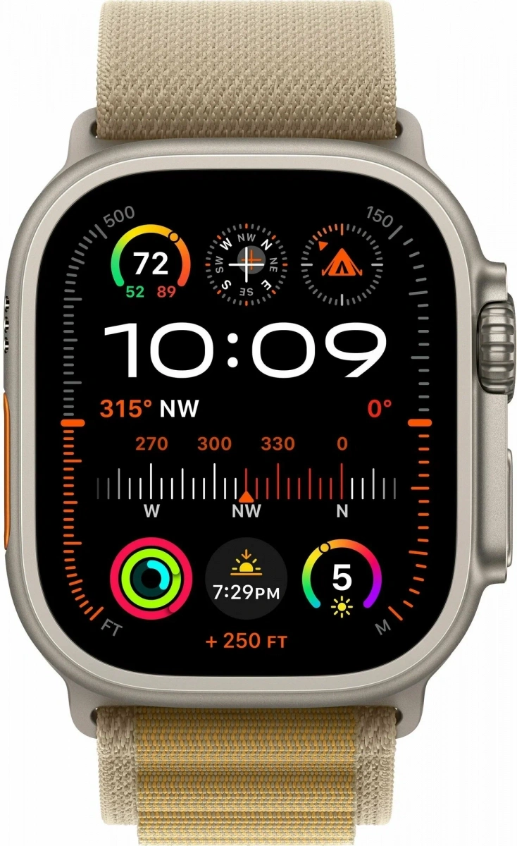 Apple Watch Ultra 2 (2024) GPS+Cellular 49mm, Natural Titanium ремешок "Tan Alpine Loop", размер M 145-190mm (MX4F3). Фото 2