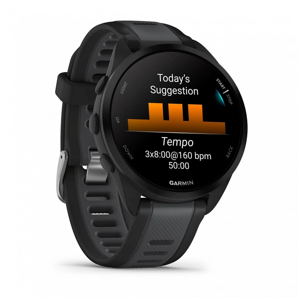 Умные часы Garmin Forerunner 165 Amoled Чёрный с серым ремешком . Фото 3