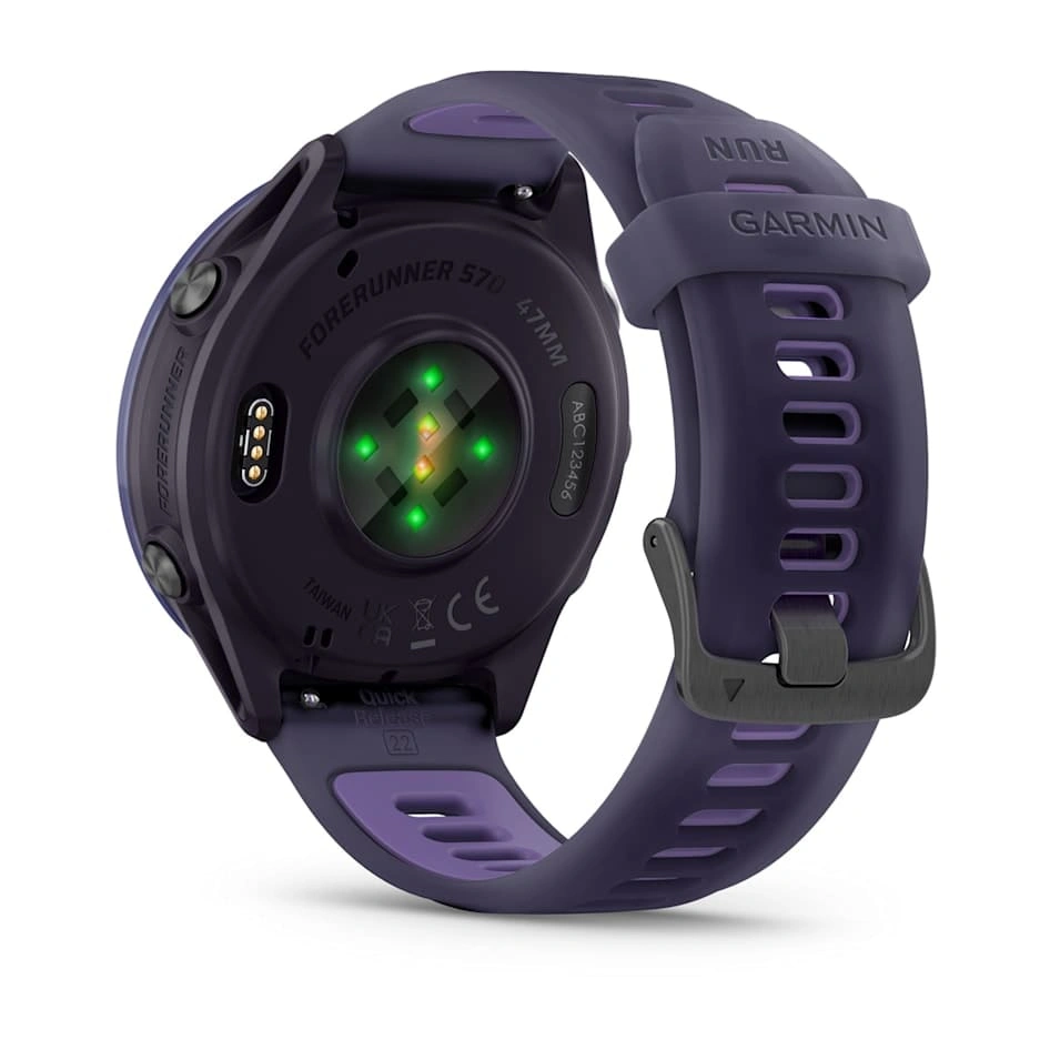 Умные часы Garmin Forerunner 570 47mm Indigo Aluminum with Translucent Imperial Purple Silicone (010-02971-02). Фото 5