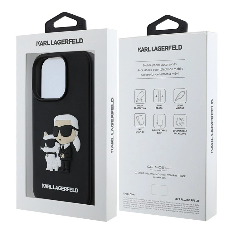 Накладка Lagerfeld для iPhone 16 Pro Max 3D Rubber NFT Karl & Choupette Hard, Black (KLHCP16X3DRKCNK). Фото 5