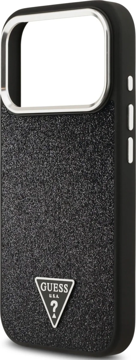 Накладка Guess для iPhone 17 Pro Fixed Glitters Tringle metal logo & Camera (MagSafe), Чёрная (GUHMP17LPFGTSCMK). Фото 6