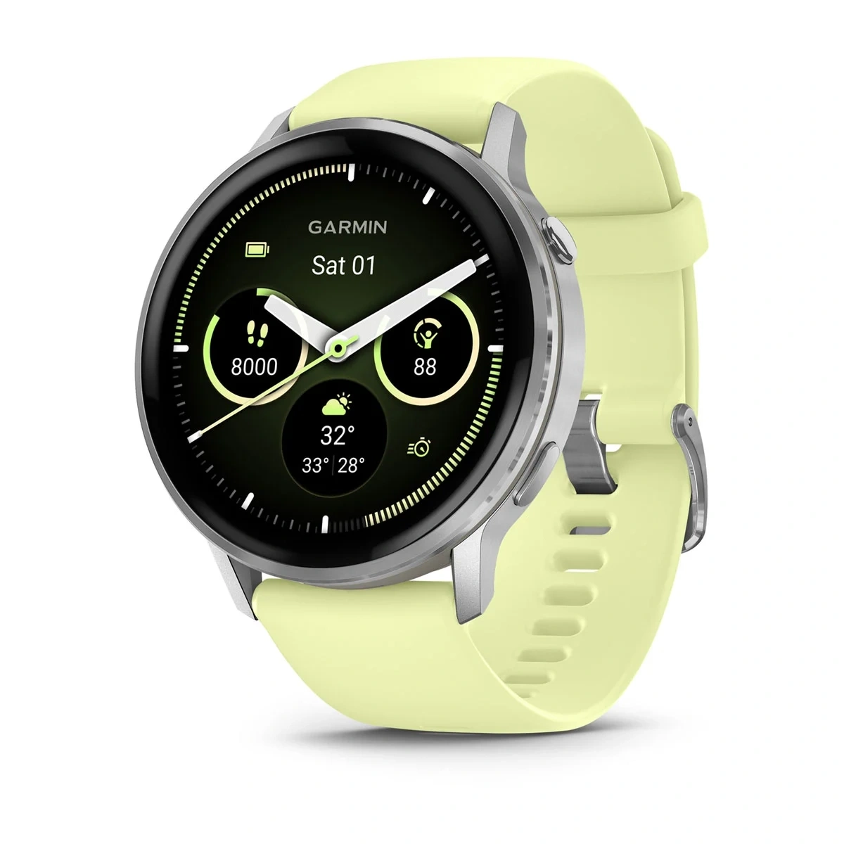 Умные часы Garmin Venu 4 45mm Silver with Citron Silicone Band (010-03014-42). Фото 1