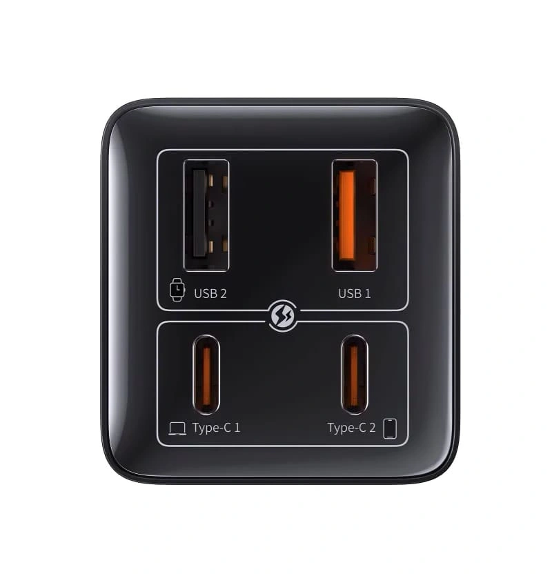 Сетевое зарядное устройство Baseus GaN6 Pro Fast Charger 2C+2U 100W, Чёрное (P10162705112-00). Фото 2