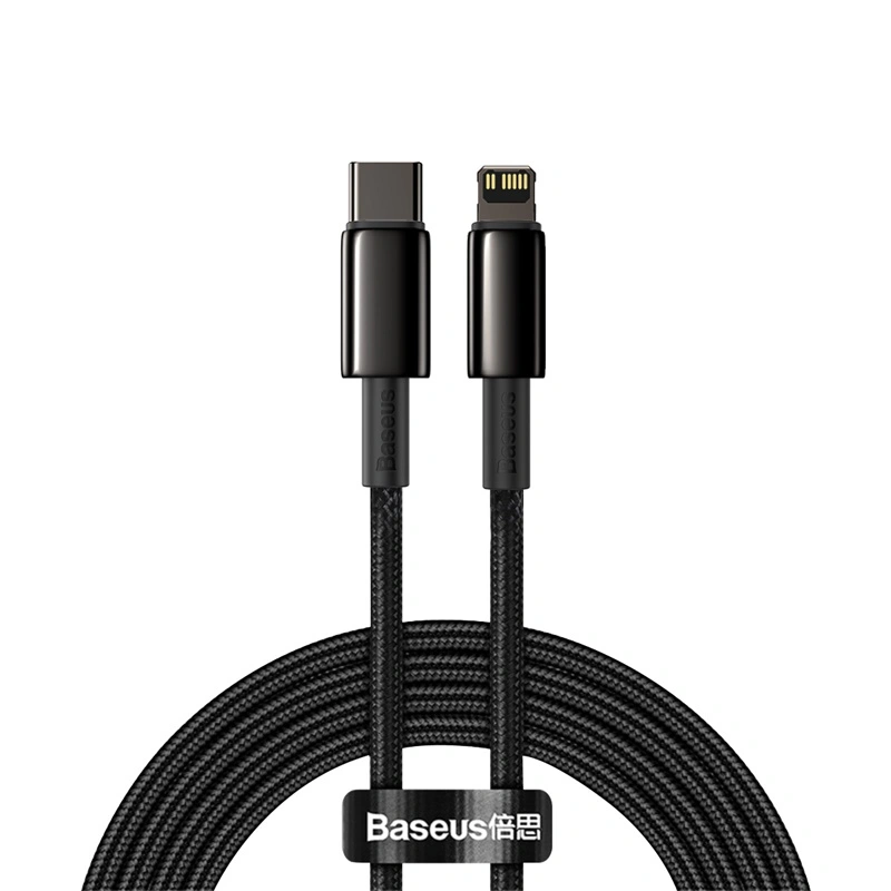Кабель Baseus Tungsten Gold Fast Charging Data Cable Type-C to iP PD 20W 2m, Black (CATLWJ-A01). Фото 1