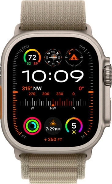Apple Watch Ultra 2 GPS+Cellular 49mm, ремешок "Olive Alpine Loop" размер S 130-160 mm (MREX3). Фото 2