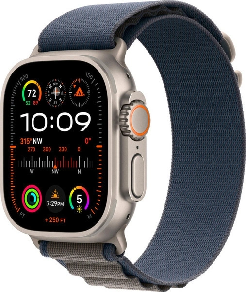 Apple Watch Ultra 2 GPS+Cellular 49mm, ремешок "Blue Alpine Loop" размер M 145-190 mm (MREP3). Фото 1