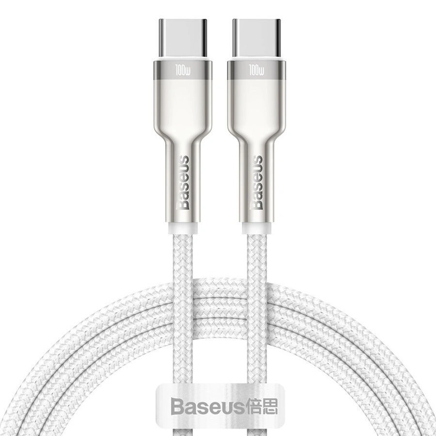 Кабель Baseus Cafule Series Metal Data Cable Type-C to Type-C 100W 2m, Белый (CATJK-D02). Фото 1