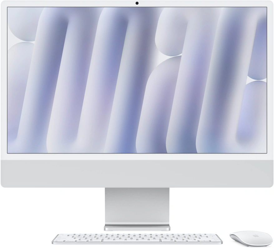 Apple iMac 24" Retina 4,5K, (MCR24RU/A) (M4, 10C CPU, 10C GPU, 24 ГБ, 512 ГБ SSD, 2024), Silver. Фото 1