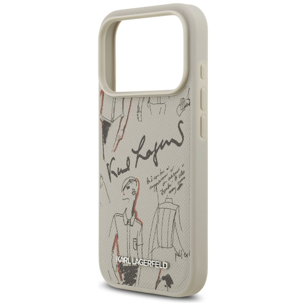Накладка Lagerfeld для iPhone 17 Pro Max PU Grained leather Sketch with Metal logo (MagSafe), Серый (KLHMP17XPGGRMPKG). Фото 6