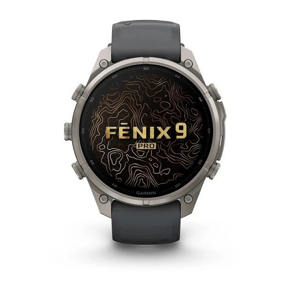 Умные часы Garmin Fenix 9 Pro 47MM, АMOLED, LTE, Титановый корпус/графитово-чёрный силиконовый ремешок (010-04336-20). Фото 2