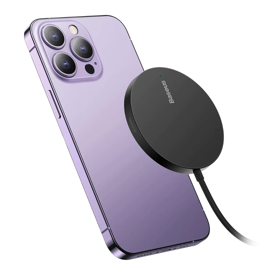 Беспроводное зарядное устройство Baseus Simple Mini3 Magnetic Wireless Charger 15W, Black (CCJJ040001). Фото 5
