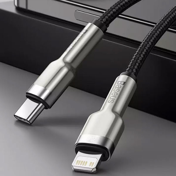 Кабель Baseus Cafule Series Metal Data Cable Type-C to iP PD 20W 1m, Чёрный (CATLJK-A01)